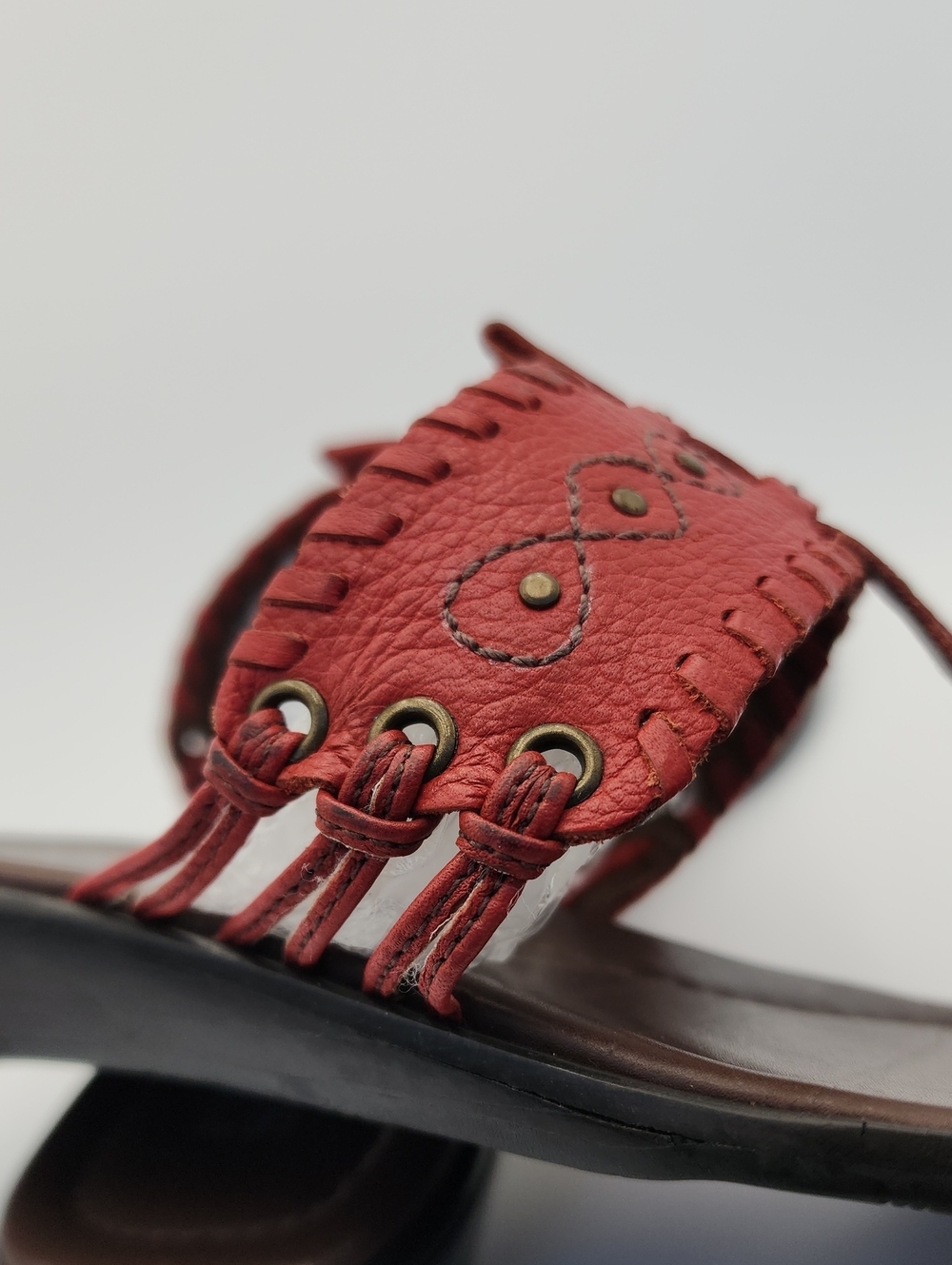 Franco Sarto Red Leather Braided Thong Women's Sandals Size 7.5 - Picture 7 of 12